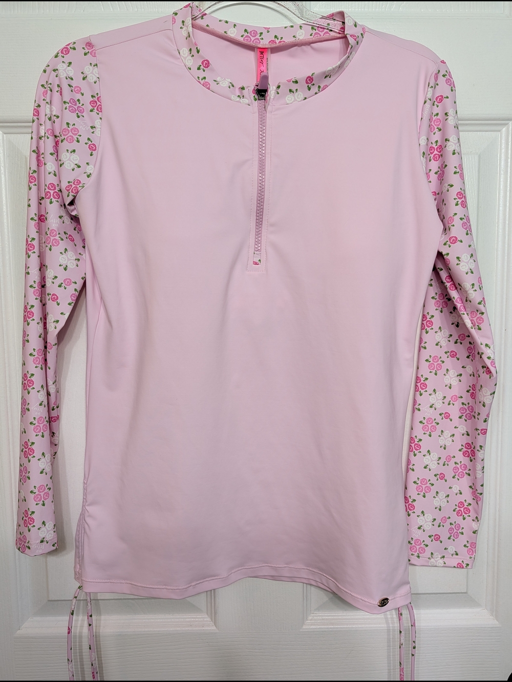 Light Pink Floral Sleeve Rash Guard Top